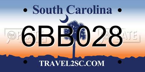 6BB028 South Carolina License Plate