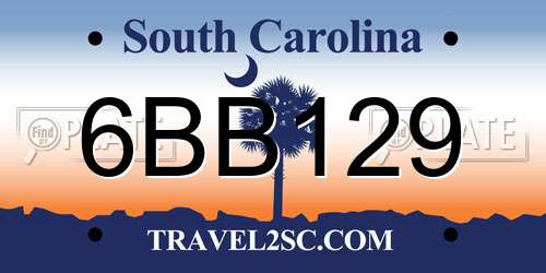 6BB129 South Carolina License Plate