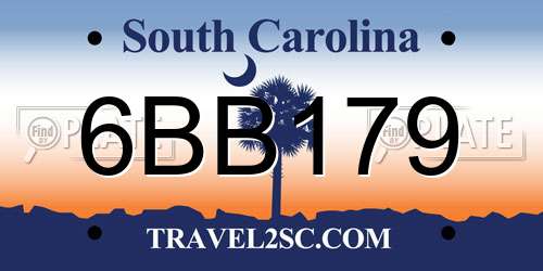 6BB179 South Carolina License Plate