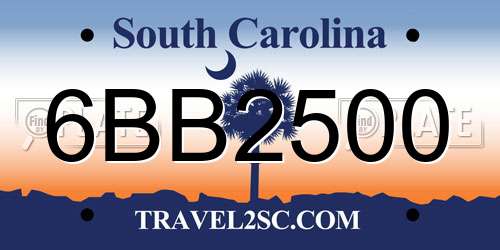 6BB2500 South Carolina License Plate