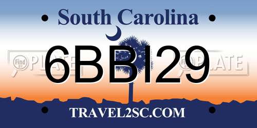 6BBI29 South Carolina License Plate
