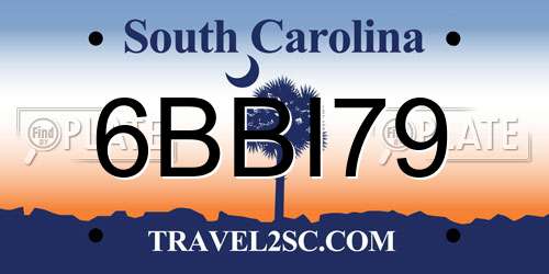6BBI79 South Carolina License Plate