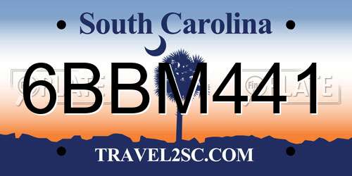 6BBM441 South Carolina License Plate