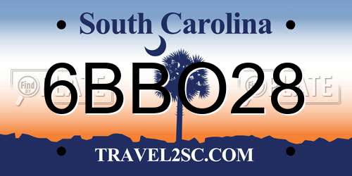 6BBO28 South Carolina License Plate