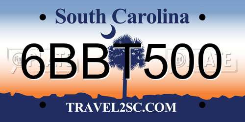 6BBT500 South Carolina License Plate