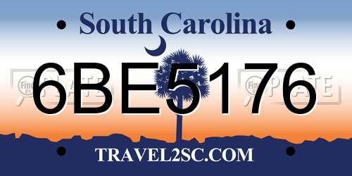 6BE5176 South Carolina License Plate
