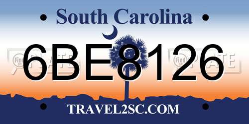 6BE8126 South Carolina License Plate