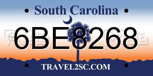 6BE8268 South Carolina License Plate