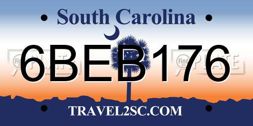 6BEB176 South Carolina License Plate