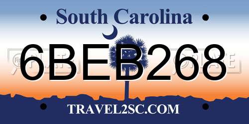 6BEB268 South Carolina License Plate