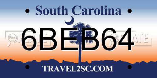 6BEB64 South Carolina License Plate