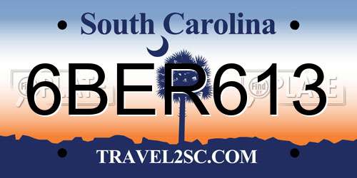 6BER613 South Carolina License Plate
