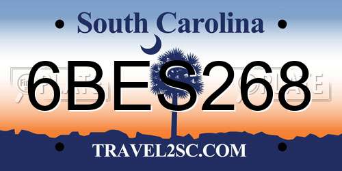6BES268 South Carolina License Plate