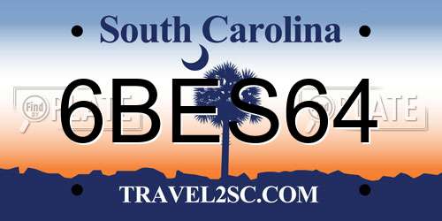 6BES64 South Carolina License Plate
