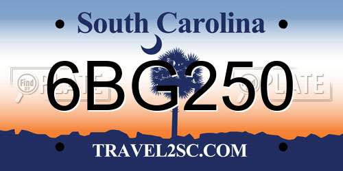 6BG250 South Carolina License Plate