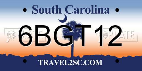 6BGT12 South Carolina License Plate