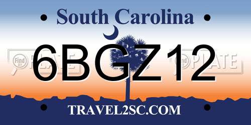 6BGZ12 South Carolina License Plate