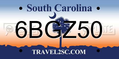6BGZ50 South Carolina License Plate