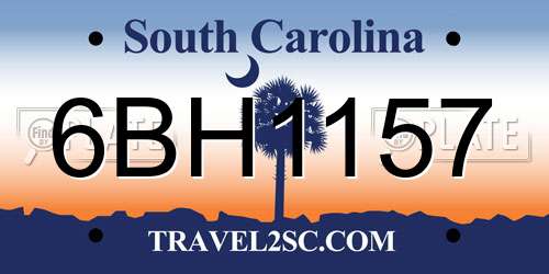 6BH1157 South Carolina License Plate