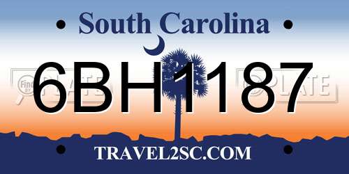 6BH1187 South Carolina License Plate