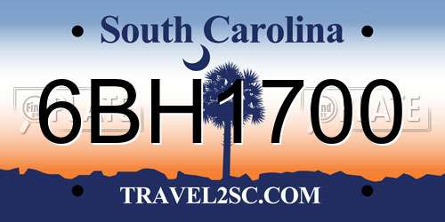 6BH1700 South Carolina License Plate