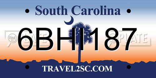 6BHI187 South Carolina License Plate