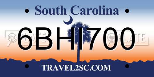 6BHI700 South Carolina License Plate