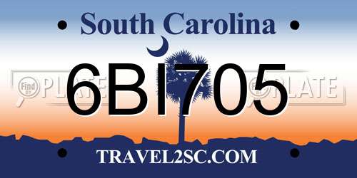 6BI705 South Carolina License Plate