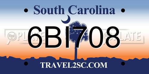 6BI708 South Carolina License Plate