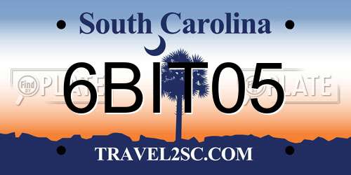 6BIT05 South Carolina License Plate
