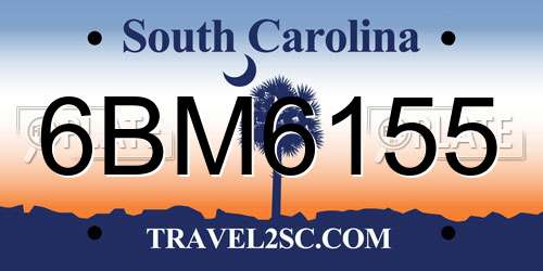 6BM6155 South Carolina License Plate
