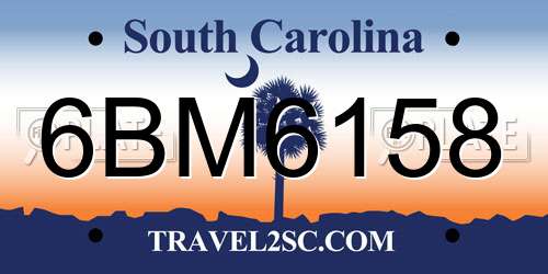 6BM6158 South Carolina License Plate