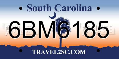 6BM6185 South Carolina License Plate