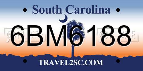 6BM6188 South Carolina License Plate
