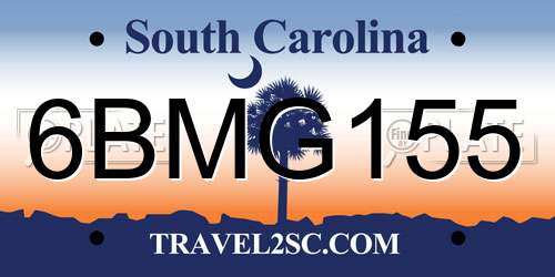 6BMG155 South Carolina License Plate