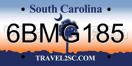 6BMG185 South Carolina License Plate