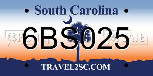 6BS025 South Carolina License Plate