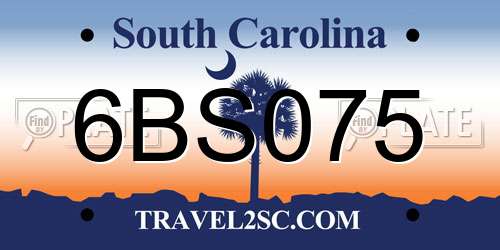 6BS075 South Carolina License Plate
