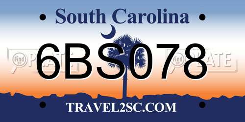 6BS078 South Carolina License Plate