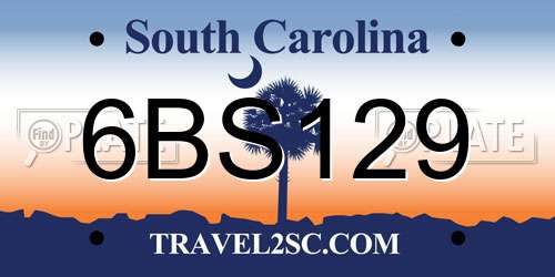 6BS129 South Carolina License Plate