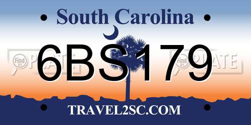 6BS179 South Carolina License Plate