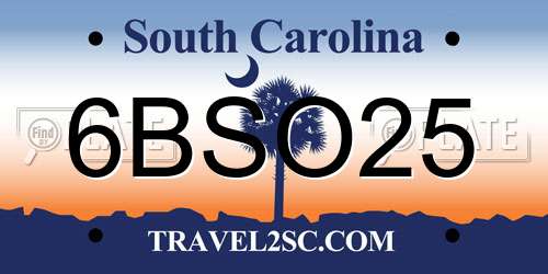 6BSO25 South Carolina License Plate