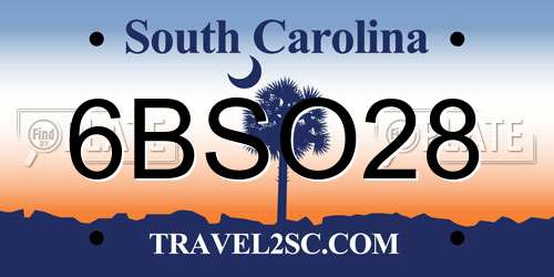 6BSO28 South Carolina License Plate