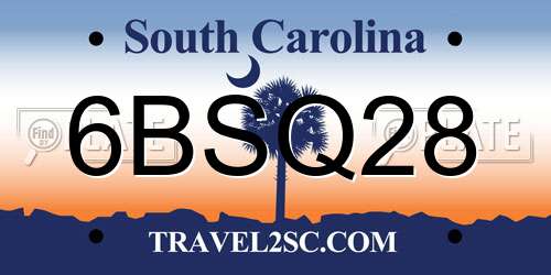 6BSQ28 South Carolina License Plate