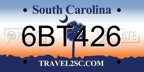 6BT426 South Carolina License Plate
