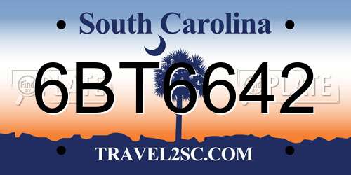 6BT6642 South Carolina License Plate