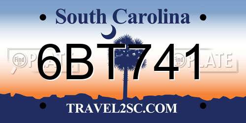 6BT741 South Carolina License Plate