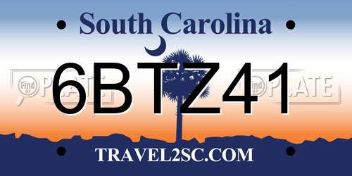 6BTZ41 South Carolina License Plate