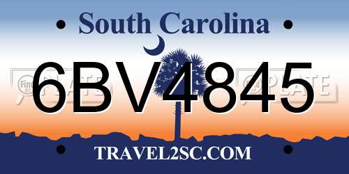 6BV4845 South Carolina License Plate
