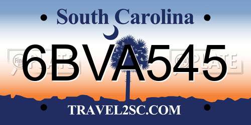 6BVA545 South Carolina License Plate